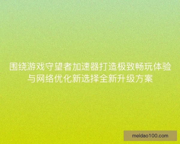 围绕游戏守望者加速器打造极致畅玩体验与网络优化新选择全新升级方案